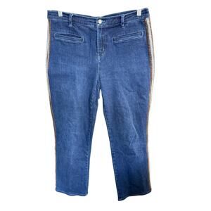 J. Mclaughlin High Rise Jeans Womens Size 10 Demi Boot Side Stripe Bohemian Boho